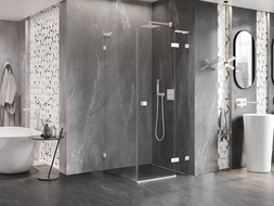 Mexen Lunar L right-sided pivot shower cabin 80 x 80 cm, transparent, white - 834L-080-080-20-00-P