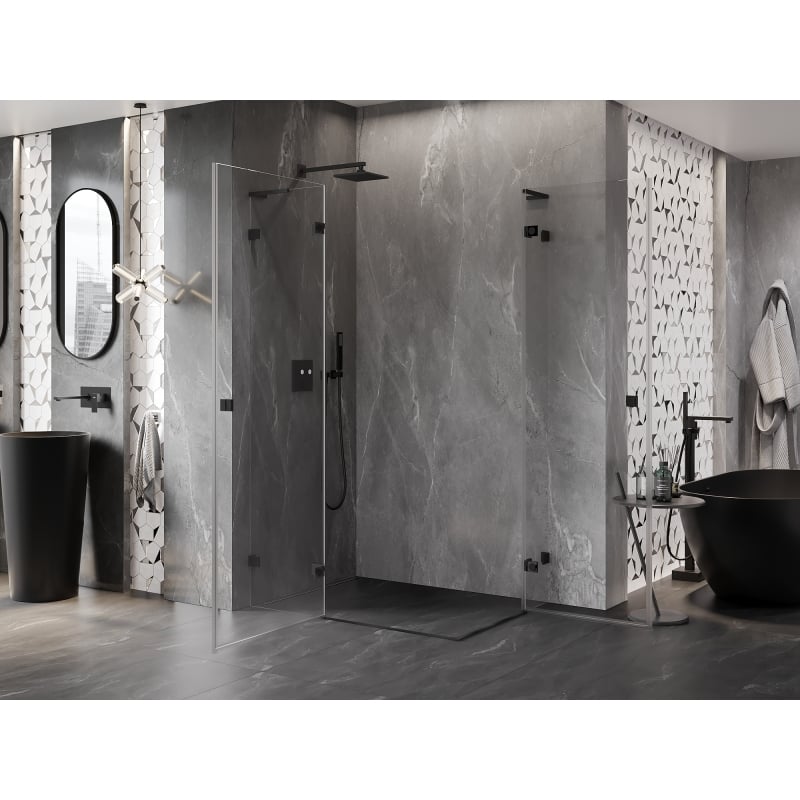 Mexen Lunar L Duo left hinged shower enclosure 120 x 115 cm, transparent, black - 834L-120L-115P-70-00