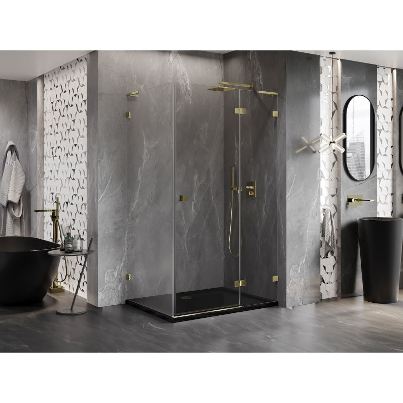 Mexen Lunar L right-hinged shower cabin 90 x 70 cm, transparent, gold - 834L-090-070-50-00-P