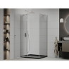 Mexen Roma pivot shower cabin 80 x 100 cm, transparent, chrome + Flat black shower tray - 854-080-100-01-00-4070