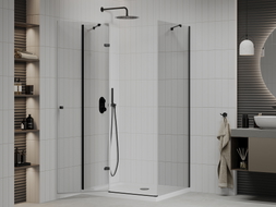 Mexen Roma swing shower cabin 120 x 100 cm, transparent, black + Flat tray, white - 854-120-100-70-00-4010B
