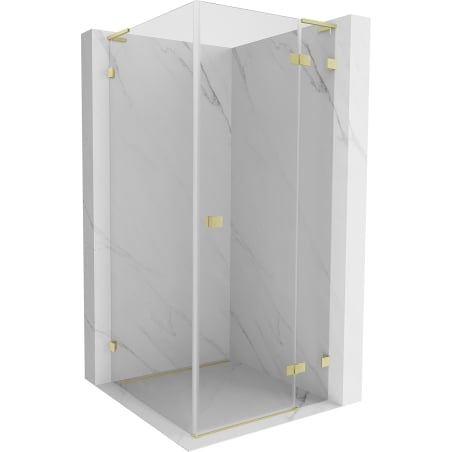 Mexen Lunar L Right-Swing Shower Enclosure 70 x 70 cm, Transparent, Brushed Gold - 834L-070-070-55-00-P