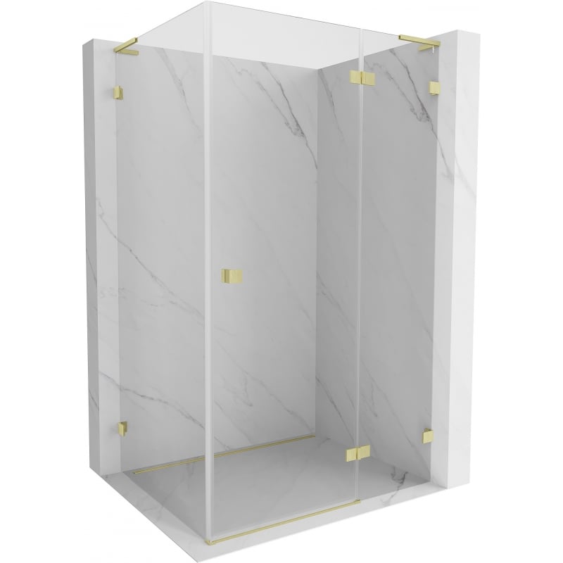 Mexen Lunar L right hinged shower enclosure 85 x 70 cm, transparent, brushed gold - 834L-085-070-55-00-P