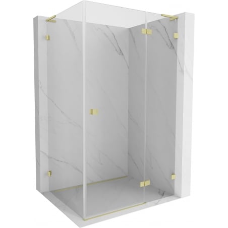 Mexen Lunar L right-side hinged shower cabin 85 x 70 cm, transparent, brushed gold - 834L-085-070-55-00-P