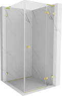 Mexen Lunar L Right Swing Shower Enclosure 80 x 80 cm, Transparent, Brushed Gold - 834L-080-080-55-00-P