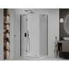 Mexen Roma Hinged Shower Enclosure 80 x 70 cm, Transparent, Black + Flat Tray, White - 854-080-070-70-00-4010B