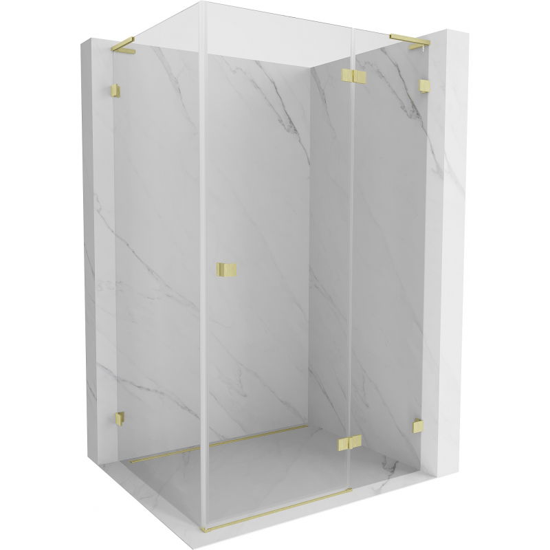 Mexen Lunar L pivot shower cabin right 90 x 80 cm, transparent, brushed gold - 834L-090-080-55-00-P