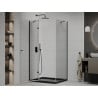 Mexen Roma hinged shower cubicle 100 x 90 cm, Transparent, Black + shower tray Flat, Black - 854-100-090-70-00-4070B