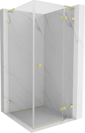 Mexen Lunar L shower enclosure, right pivot, 100 x 100 cm, transparent, brushed gold - 834L-100-100-55-00-P