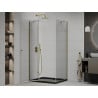 Mexen Roma swing shower enclosure 120 x 80 cm, transparent, gold + Flat shower tray, black - 854-120-080-50-00-4070G