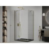Mexen Roma hinged shower cabin 80 x 100 cm, transparent, gold + Flat tray, black - 854-080-100-50-00-4070G