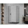 Mexen Roma 100 x 80 cm Hinged Shower Enclosure, Transparent, Chrome + Flat Tray, Black - 854-100-080-01-00-4070