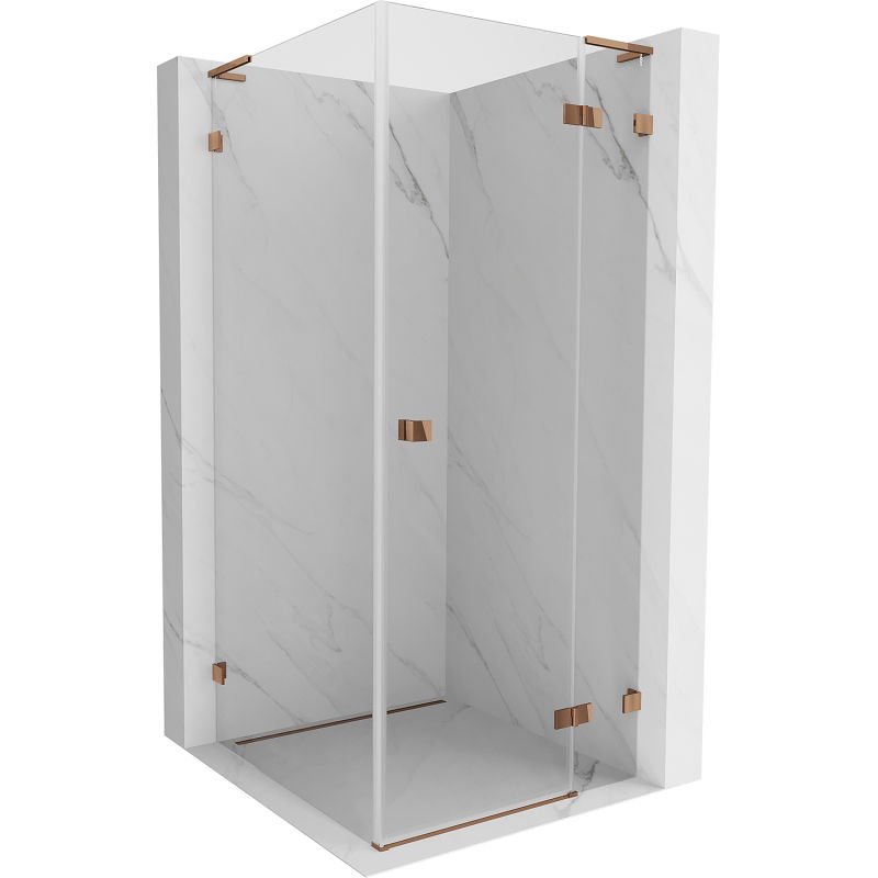 Mexen Lunar L right swinging shower cabin 100 x 100 cm, transparent, rose gold - 834L-100-100-60-00-P