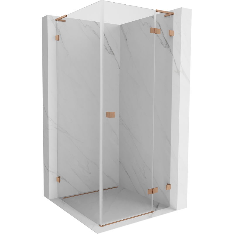 Mexen Lunar L right pivot shower enclosure 90 x 90 cm, transparent, brushed copper - 834L-090-090-65-00-P