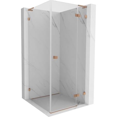 Mexen Lunar L right pivot shower enclosure 90 x 90 cm, transparent, brushed copper - 834L-090-090-65-00-P
