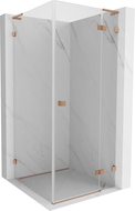 Mexen Lunar L Right-Swinging Shower Enclosure 100 x 100 cm, Transparent, Brushed Copper - 834L-100-100-65-00-P