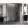 Mexen Lunar L right hinged shower cabin 100 x 100 cm, transparent, brushed gun gray - 834L-100-100-66-00-P