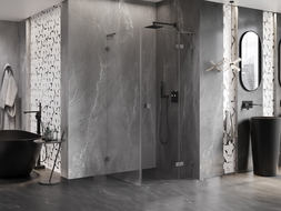 Mexen Lunar L right hinged shower cabin 100 x 100 cm, transparent, brushed gun gray - 834L-100-100-66-00-P