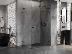 Mexen Lunar L shower enclosure right-hinged 100 x 80 cm, transparent, black - 834L-100-080-70-00-P