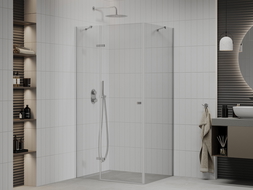 Mexen Roma 100 x 110 cm Hinged Shower Enclosure, Transparent, Chrome - 854-100-110-01-00