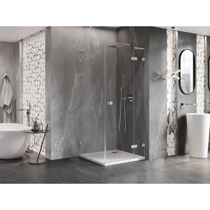 Mexen Lunar L right-hinged shower cabin 70 x 70 cm, transparent, brushed nickel - 834L-070-070-97-00-P