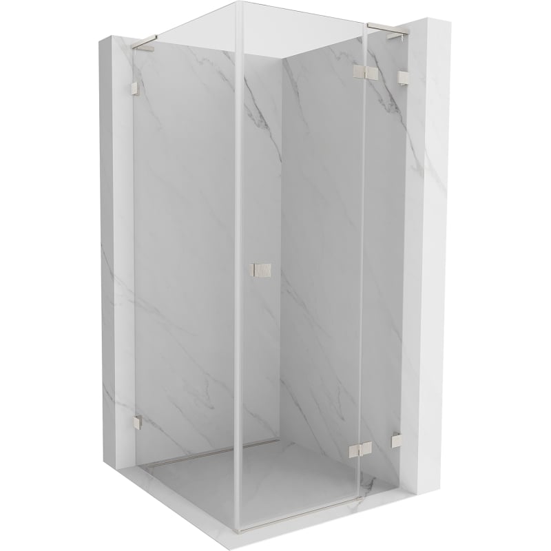 Mexen Lunar L right swing shower cabin 70 x 70 cm, transparent, brushed nickel - 834L-070-070-97-00-P