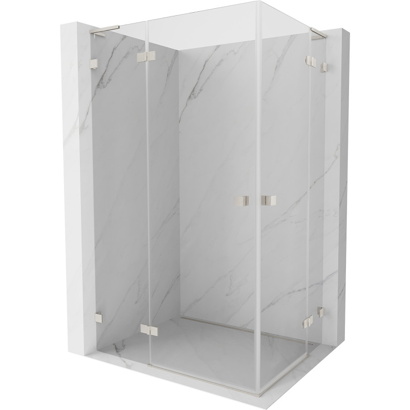 Mexen Lunar L Duo left hinged shower cabin 90 x 80 cm, transparent, brushed nickel - 834L-090L-080P-97-00