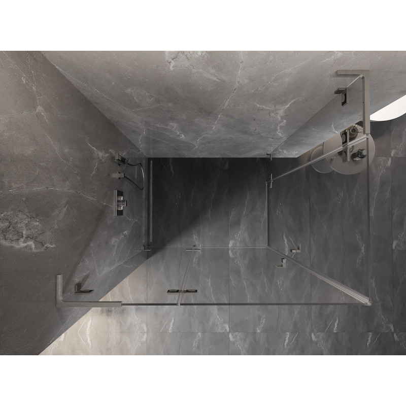 Mexen Lunar L Duo left hinged shower cabin 90 x 80 cm, transparent, brushed nickel - 834L-090L-080P-97-00