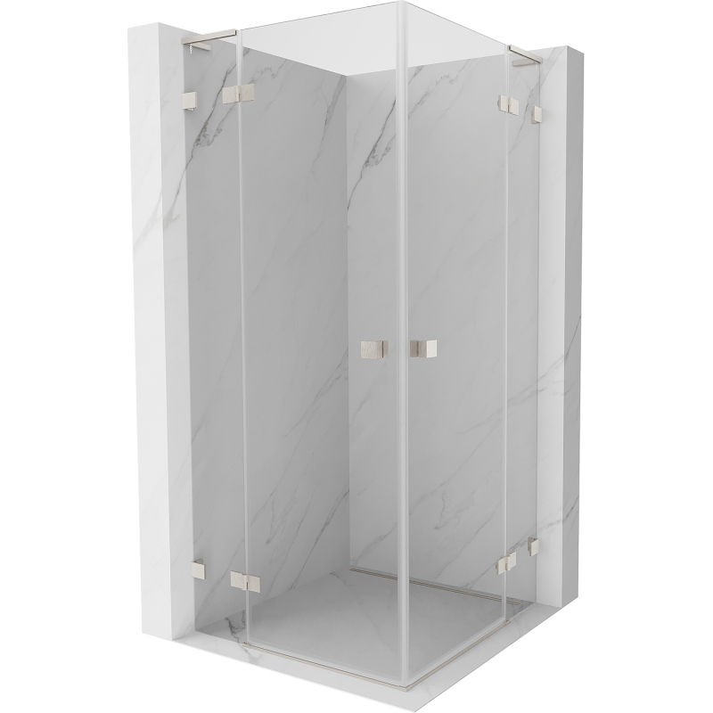 Mexen Lunar L Duo Hinged Shower Enclosure 90 x 90 cm, Transparent, Brushed Nickel - 834L-090L-090P-97-00