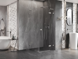 Mexen Lunar L Right Hinge Shower Cabin 90 x 90 cm, Transparent, Brushed Nickel - 834L-090-090-97-00-P