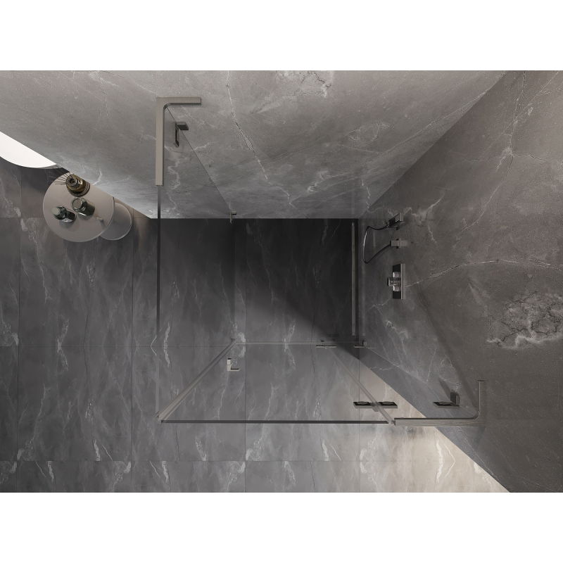 Mexen Lunar L right-hinged shower enclosure 100 x 100 cm, transparent, brushed nickel - 834L-100-100-97-00-P