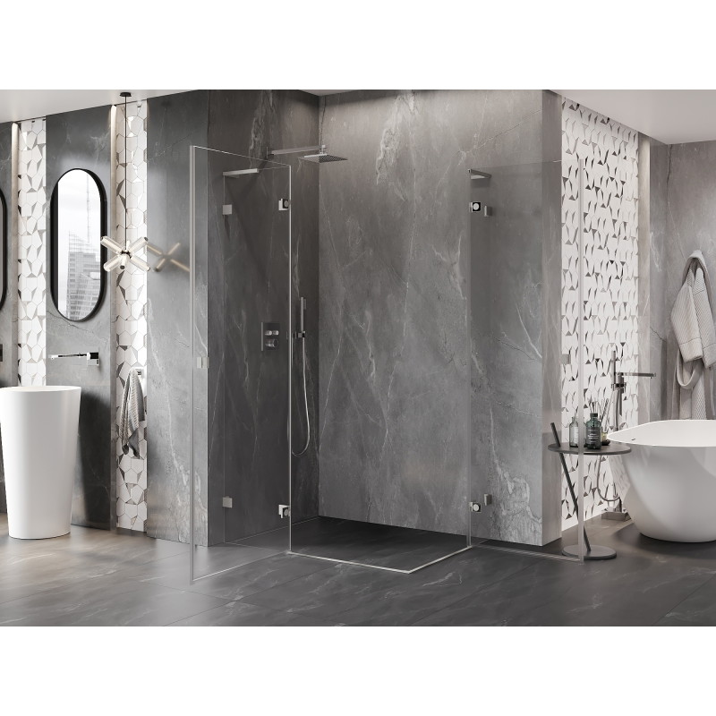 Mexen Lunar L Duo Left Hinged Shower Cabin 100 x 90 cm, Transparent, Brushed Nickel - 834L-100L-090P-97-00