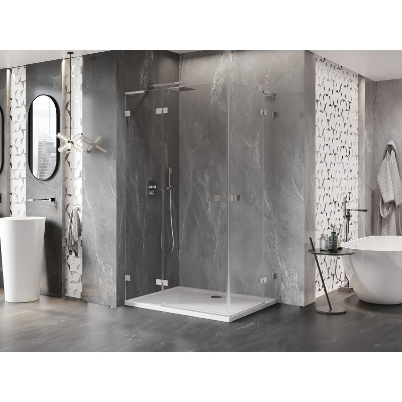 Mexen Lunar L Duo shower cabin with left-hinged door 105 x 80 cm, transparent, brushed nickel - 834L-105L-080P-97-00