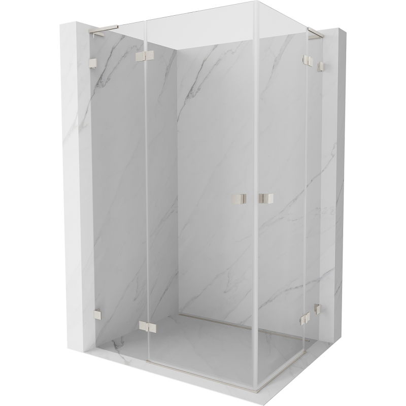 Mexen Lunar L Duo Shower Enclosure Left Hinged 110 x 75 cm, Transparent, Brushed Nickel - 834L-110L-075P-97-00