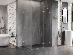 Mexen Lunar right-side hinged shower enclosure 85 x 70 cm, transparent, chrome - 834-085-070-01-00-P