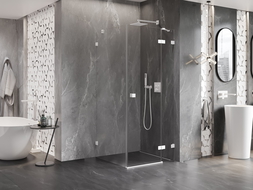 Mexen Lunar right hinge shower enclosure 70 x 70 cm, transparent, white - 834-070-070-20-00-P