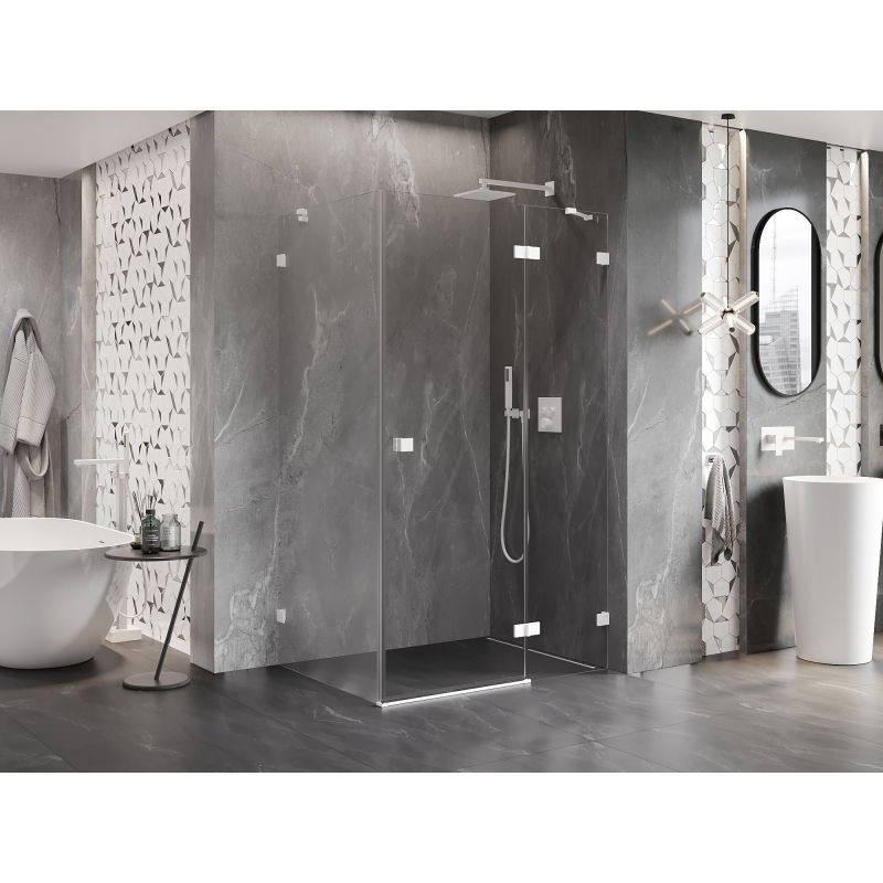 Mexen Lunar right-hand hinged shower enclosure 85 x 70 cm, transparent, white - 834-085-070-20-00-P