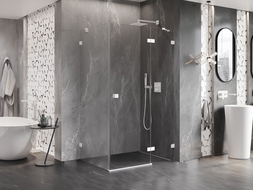 Mexen Lunar right-hand hinged shower enclosure 85 x 70 cm, transparent, white - 834-085-070-20-00-P