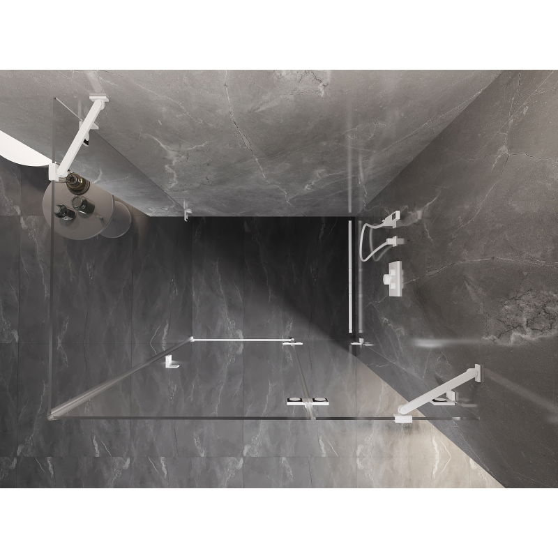 Mexen Lunar right-hinged shower enclosure 100 x 70 cm, transparent, white - 834-100-070-20-00-P