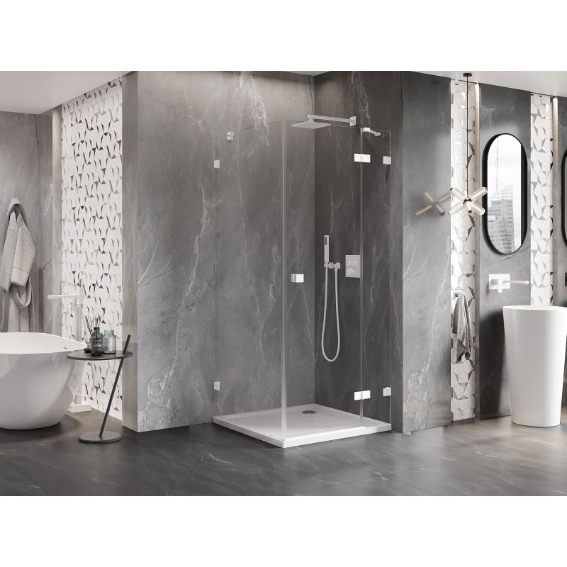 Mexen Lunar right-swing shower cabin 80 x 80 cm, transparent, white - 834-080-080-20-00-P