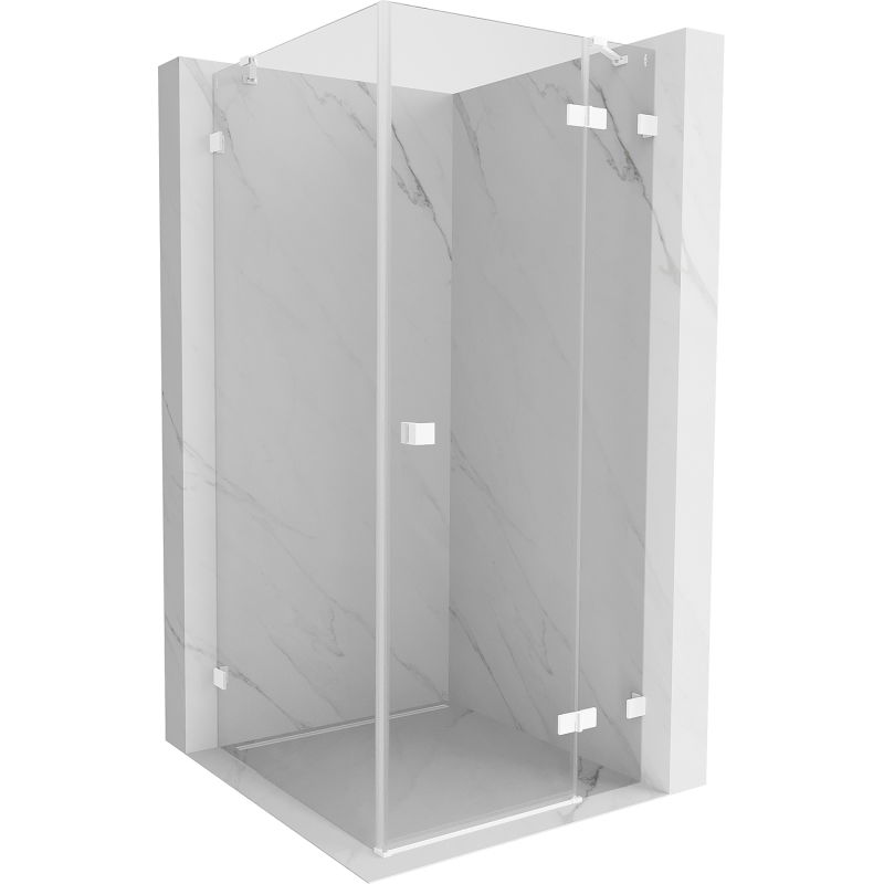 Mexen Lunar Right-Hinged Shower Enclosure 100 x 100 cm, Transparent, White - 834-100-100-20-00-P