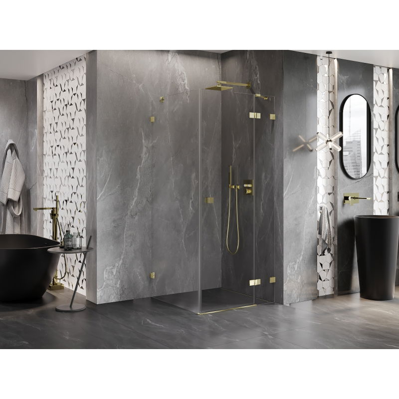 Mexen Lunar Right-Swing Shower Enclosure 70 x 70 cm, Transparent, Gold - 834-070-070-50-00-P