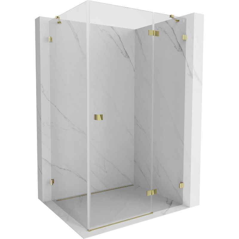 Mexen Lunar right side-hinged shower enclosure 85 x 70 cm, transparent, gold - 834-085-070-50-00-P