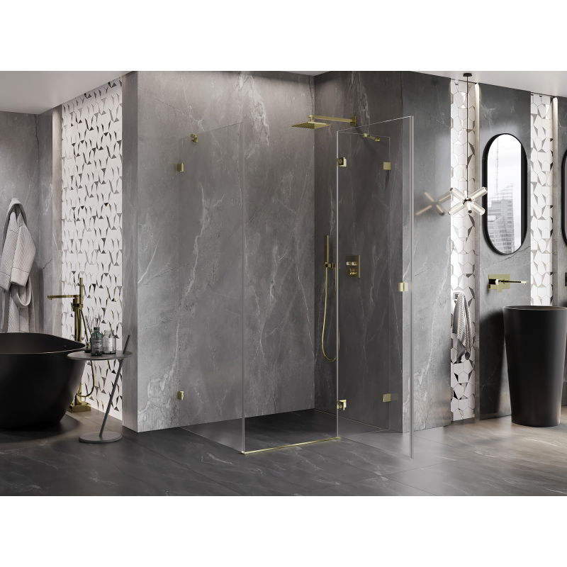 Mexen Lunar right-opening shower enclosure 85 x 70 cm, transparent, gold - 834-085-070-50-00-P
