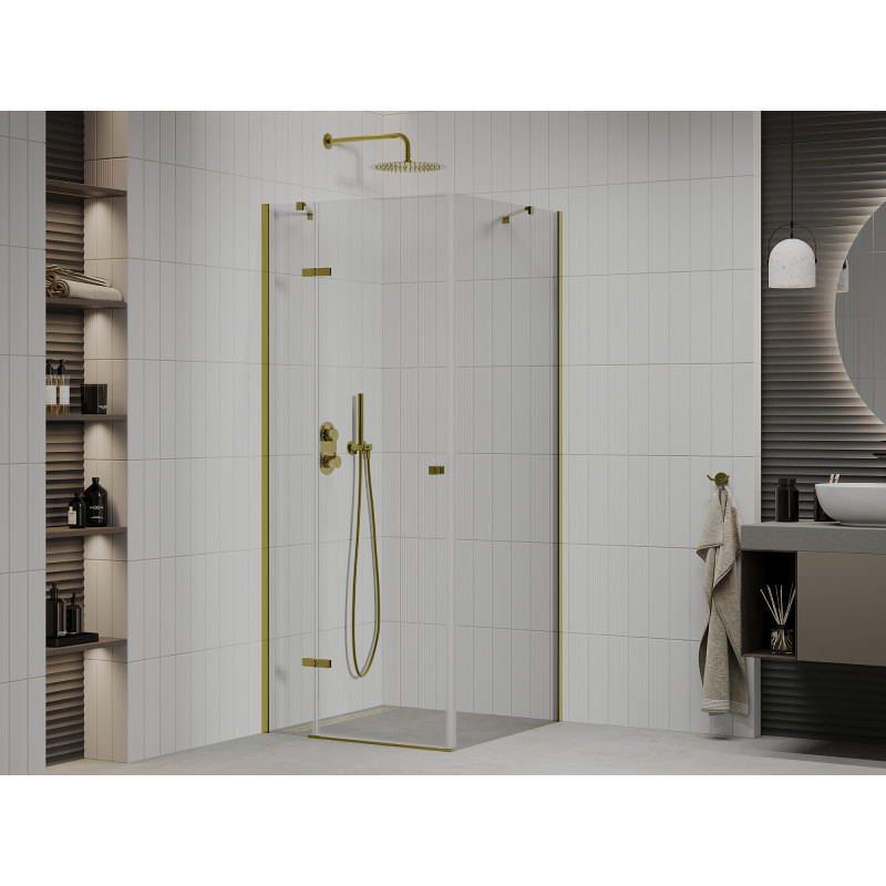 Mexen Roma swing shower cabin 70 x 70 cm, transparent, gold - 854-070-070-50-00