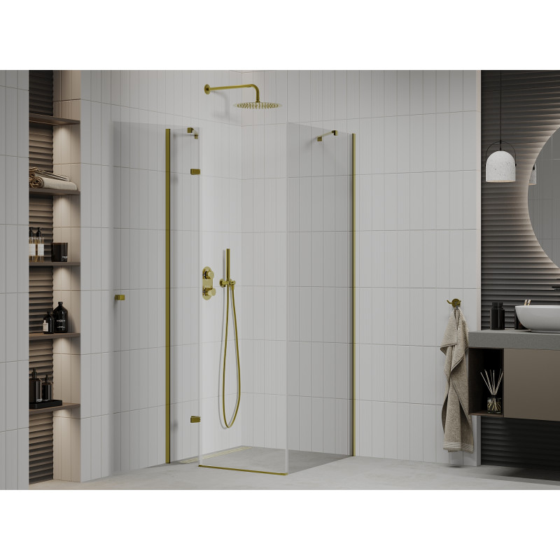 Mexen Roma swing shower cabin 70 x 70 cm, transparent, gold - 854-070-070-50-00