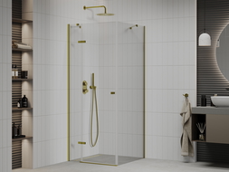 Mexen Roma hinged shower cubicle 80 x 80 cm, Transparent, Gold - 854-080-080-50-00