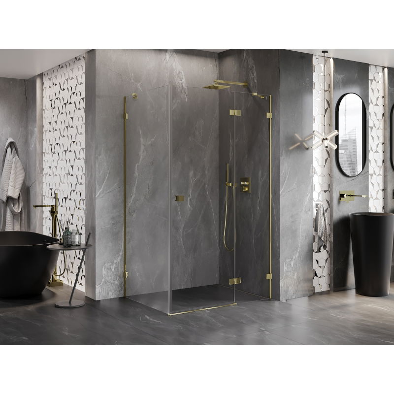 Mexen Lunar right-hinged shower enclosure 100 x 90 cm, transparent, gold - 834-100-090-50-00-P