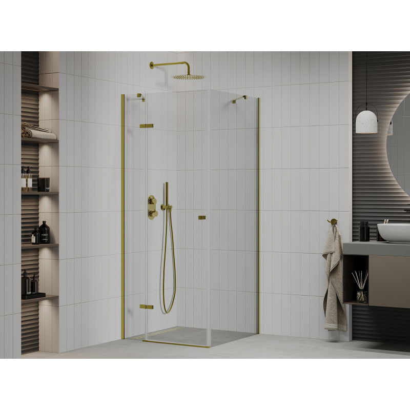 Mexen Roma Hinged Shower Enclosure 90 x 90 cm, Transparent, Gold - 854-090-090-50-00