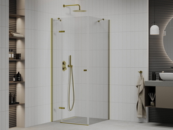 Mexen Roma Hinged Shower Enclosure 90 x 90 cm, Transparent, Gold - 854-090-090-50-00